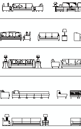 sofa and armchairs elevation designs cad blocks