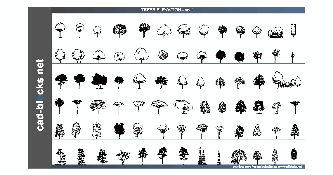 trees cad blocks in elevation view