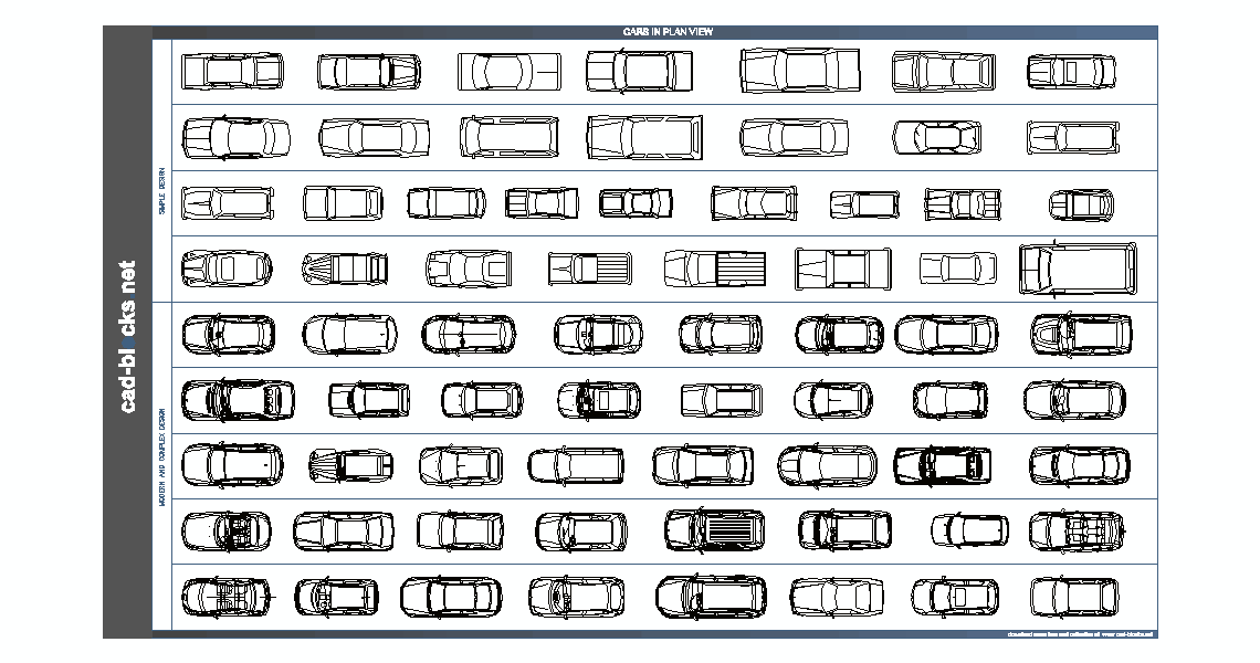 cars cad blocks in plan view