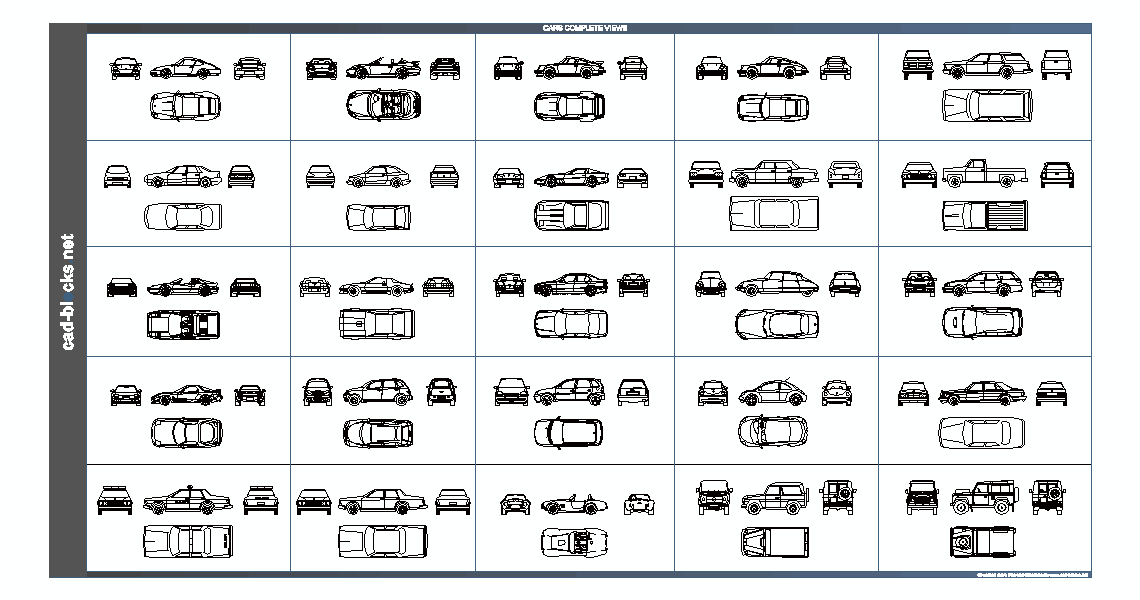 cars cad blocks in complete views