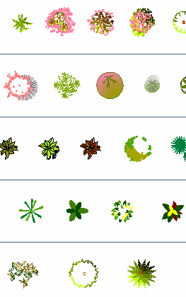 color trees in plan cad blocks